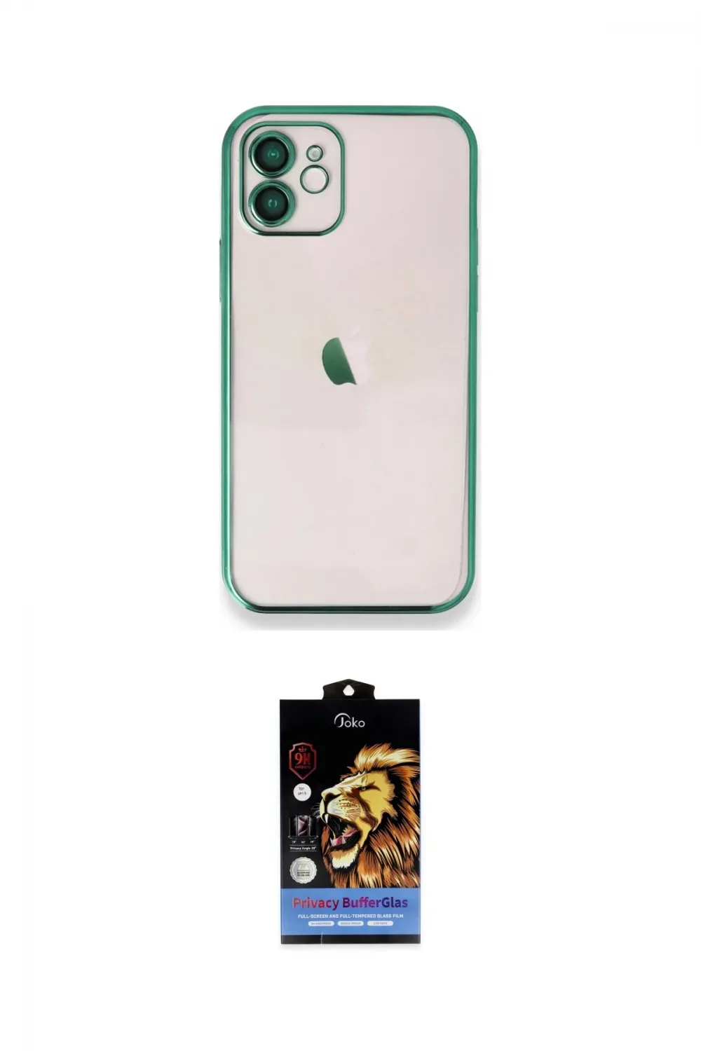 ieg™ iPhone 11 Kılıf Vadi Minimal - Siyah Buffer Hayalet Cam Ekran Koruyucu