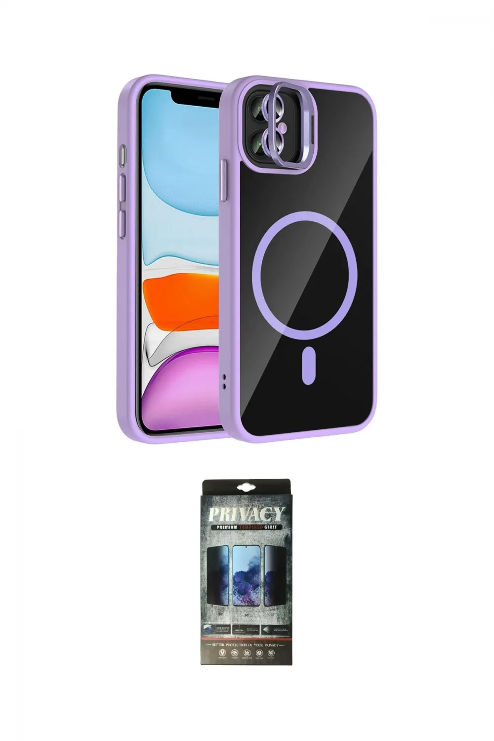ieg™ iPhone 11 Kılıf Yadigar Asil Koleksiyonu - Siyah 34D Hayalet Izgaralı Cam