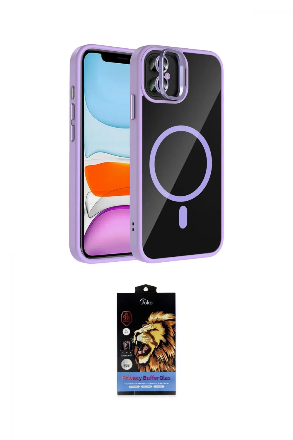 ieg™ iPhone 11 Kılıf Yadigar Asil Koleksiyonu - Siyah Buffer Hayalet Cam Ekran Koruyucu