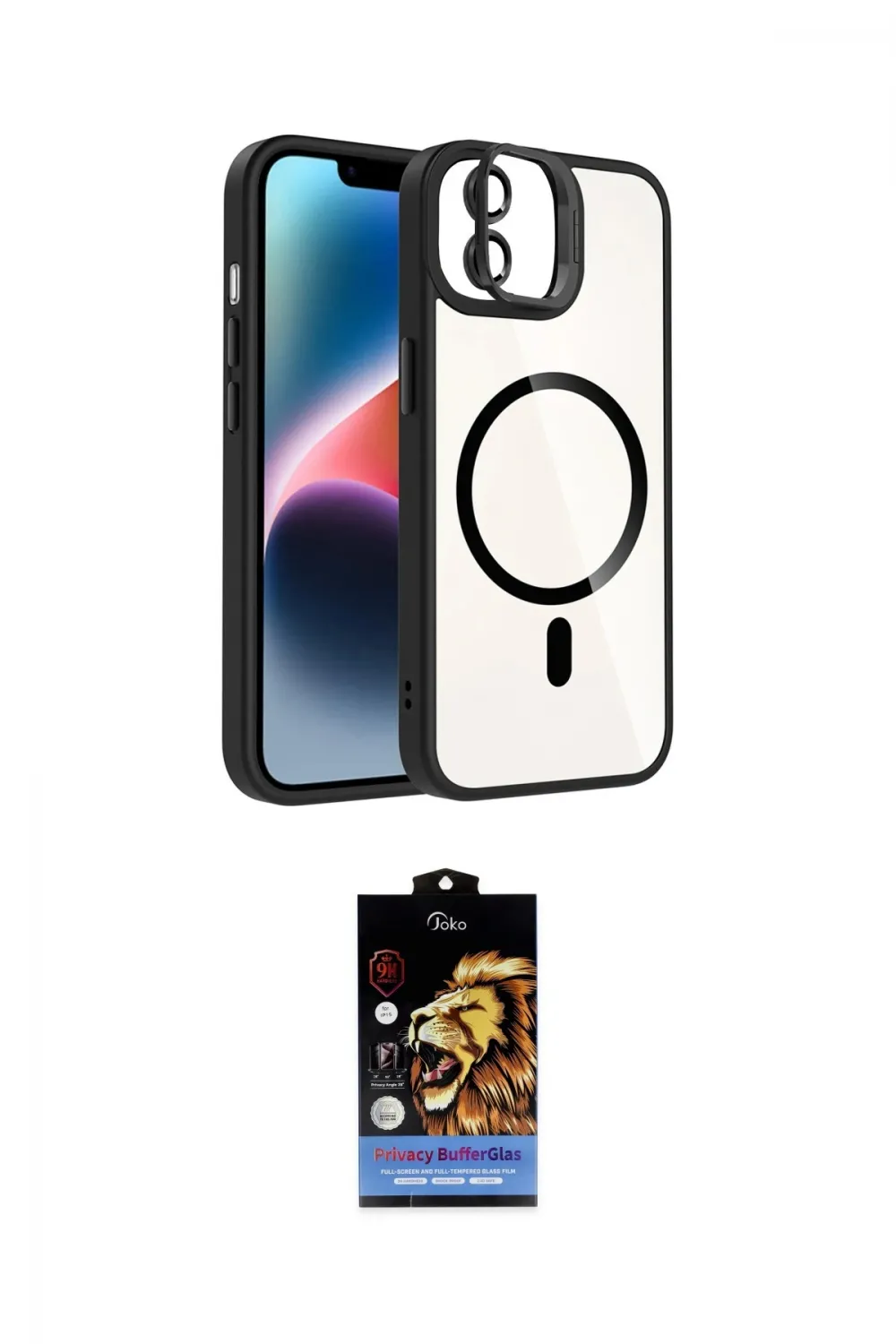 ieg™ iPhone 11 Kılıf Yadigar Asil Koleksiyonu - Siyah Buffer Hayalet Cam Ekran Koruyucu