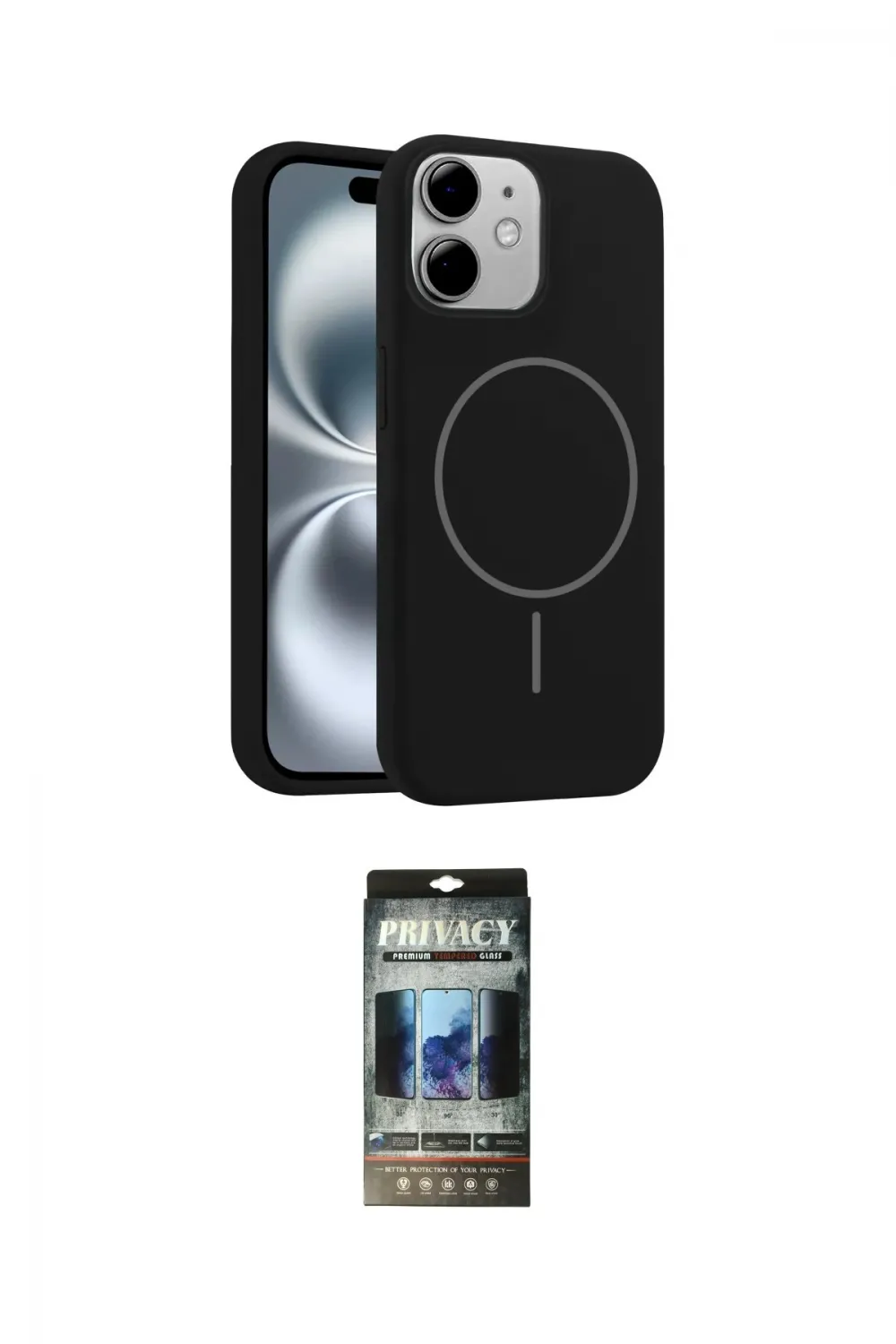 ieg™ iPhone 11 Kılıf Yankı Form Serisi - Siyah 34D Hayalet Izgaralı Cam