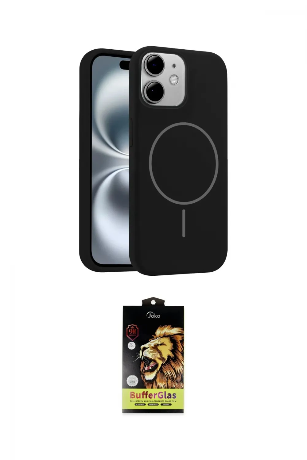 ieg™ iPhone 11 Kılıf Yankı Form Serisi - Siyah Buffer Cam Ekran Koruyucu