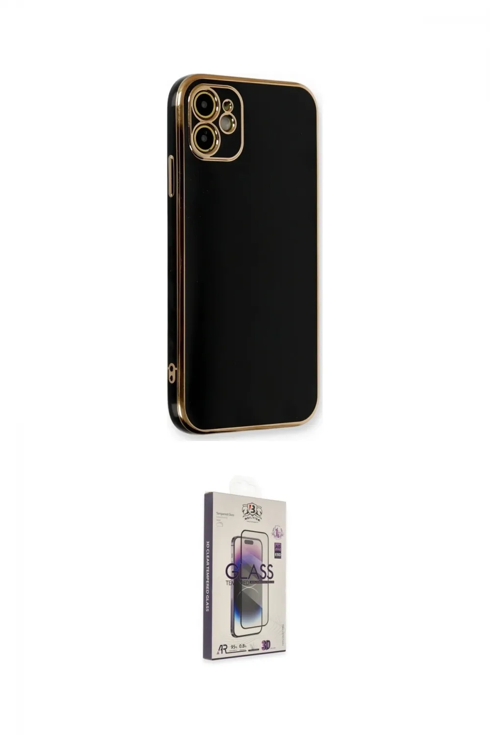 ieg™ iPhone 11 Kılıf Yankı Serisi - Siyah Bilvis 3D Cam Ekran Koruyucu