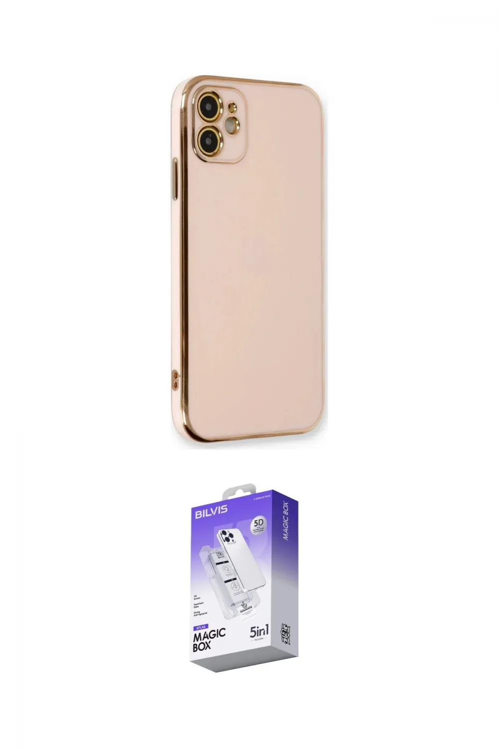 ieg™ iPhone 11 Kılıf Yankı Serisi - Siyah Bilvis 5in1 3D Magic Cam Ekran Koruyucu
