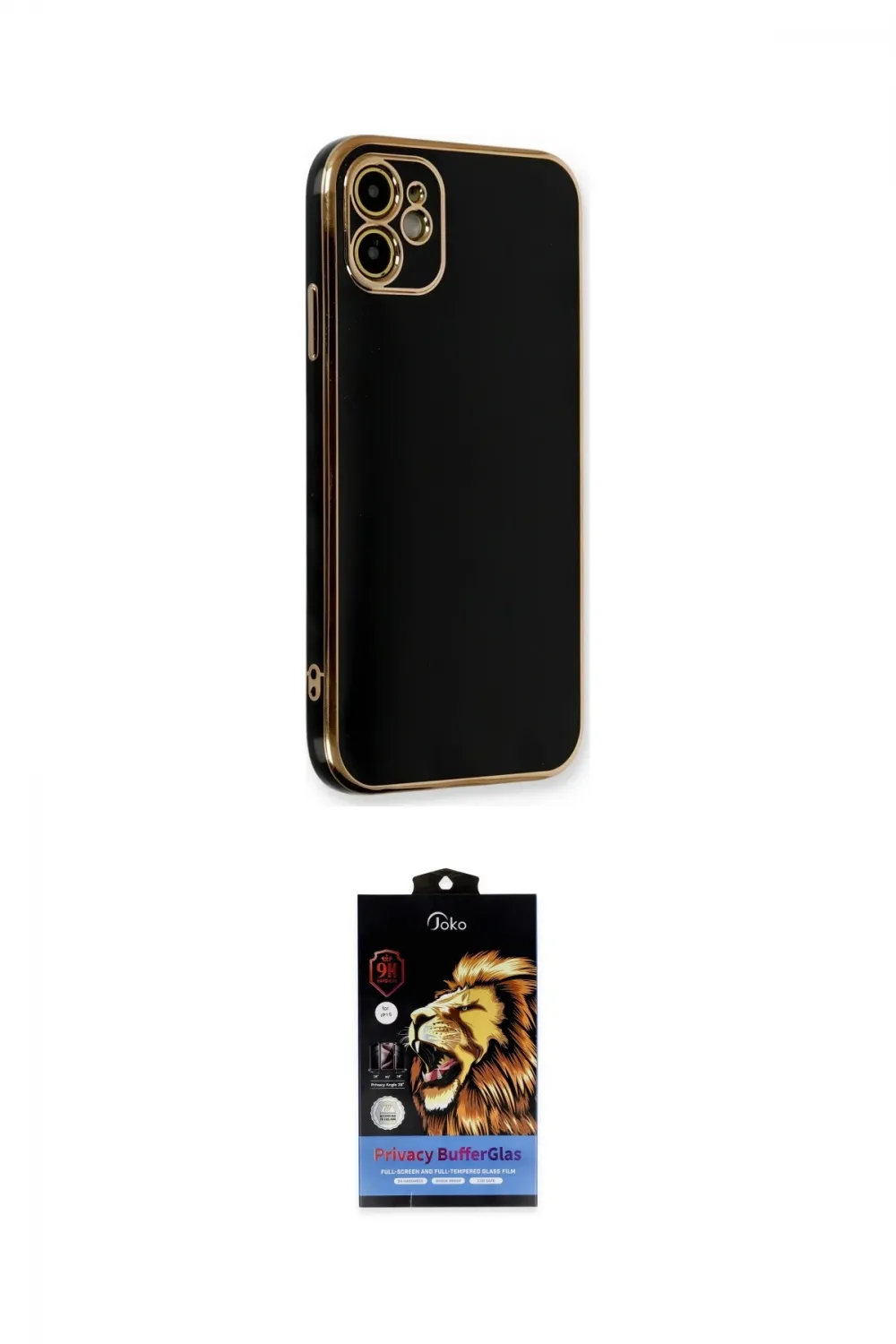 ieg™ iPhone 11 Kılıf Yankı Serisi - Siyah Buffer Hayalet Cam Ekran Koruyucu
