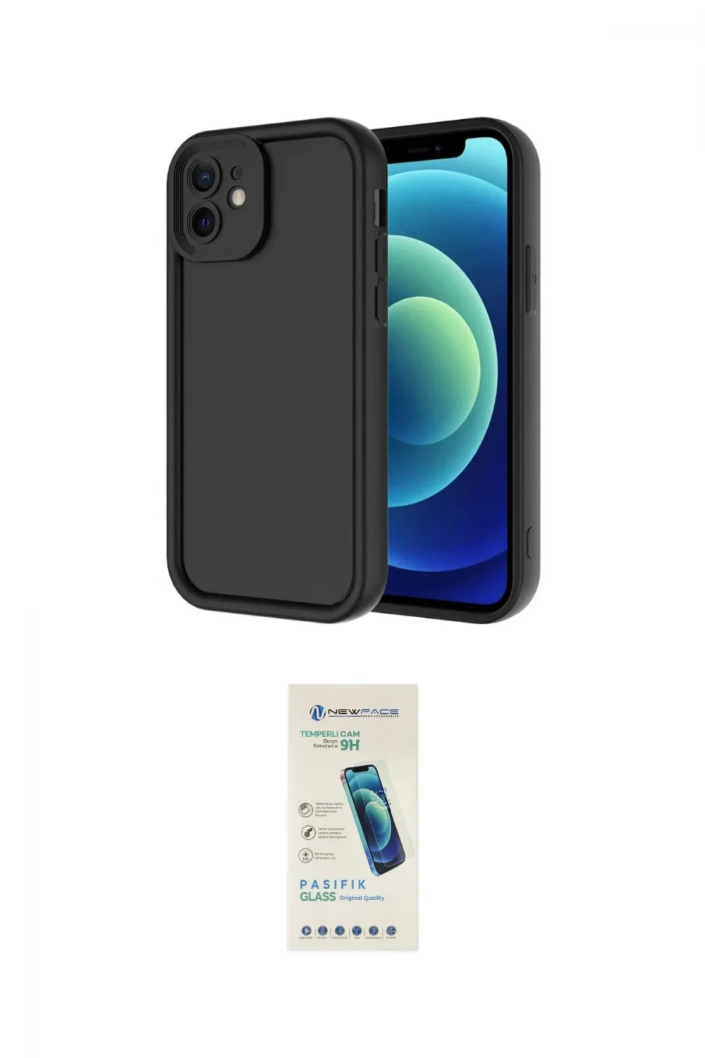 ieg™ iPhone 11 Kılıf Yankı Yansıma Özel Seri - Şeffaf Pasifik Cam Ekran Koruyucu
