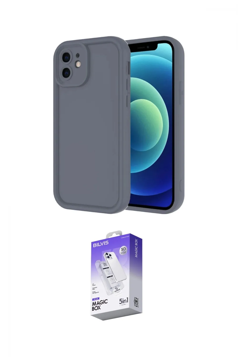 ieg™ iPhone 11 Kılıf Yankı Yansıma Özel Seri - Siyah Bilvis 5in1 3D Magic Cam Ekran Koruyucu