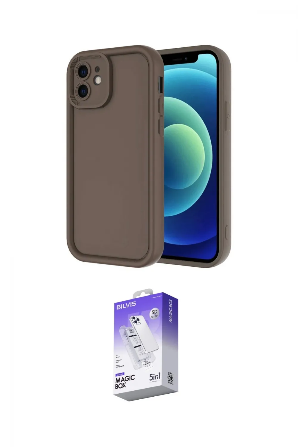 ieg™ iPhone 11 Kılıf Yankı Yansıma Özel Seri - Siyah Bilvis 5in1 3D Magic Cam Ekran Koruyucu