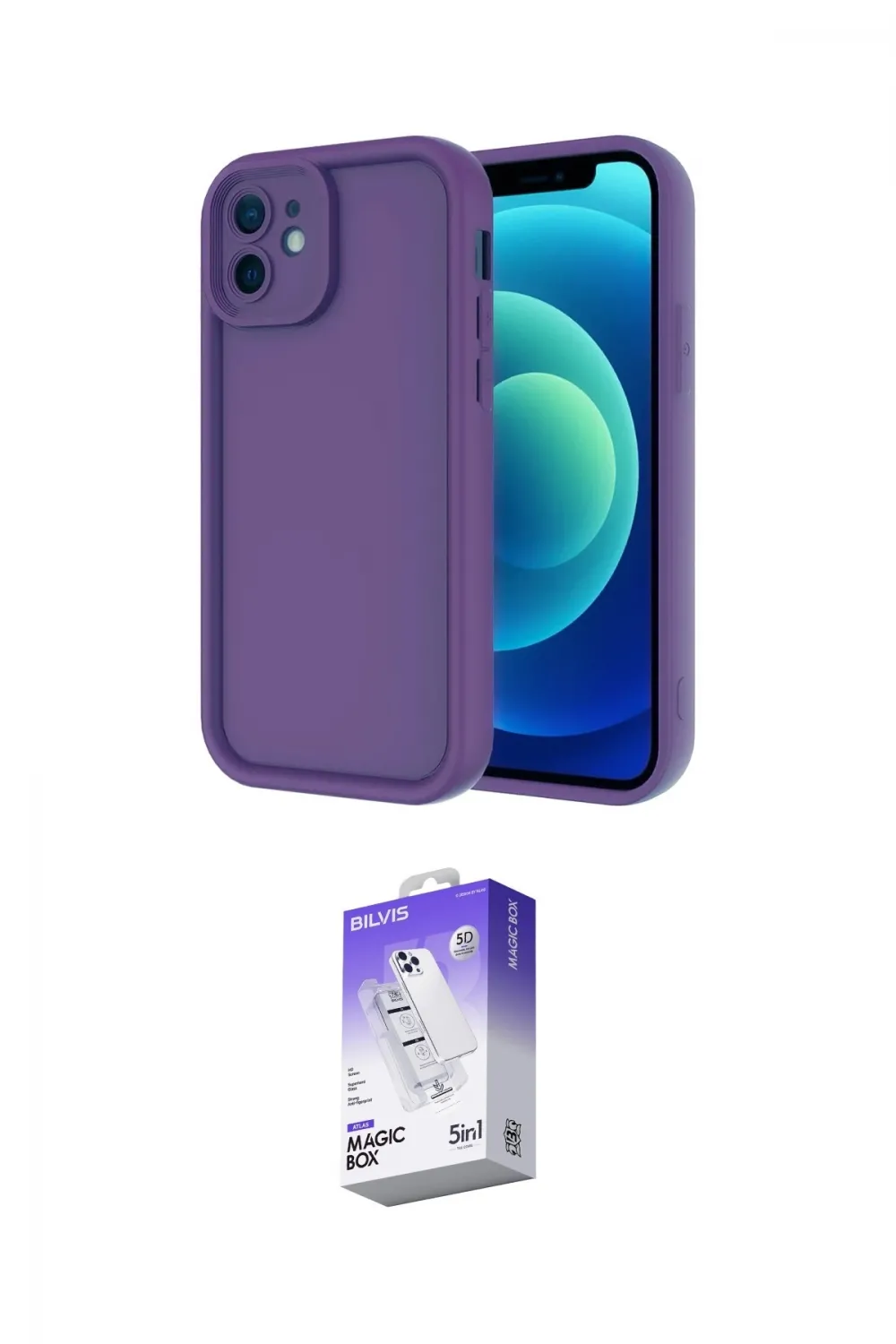 ieg™ iPhone 11 Kılıf Yankı Yansıma Özel Seri - Siyah Bilvis 5in1 3D Magic Cam Ekran Koruyucu