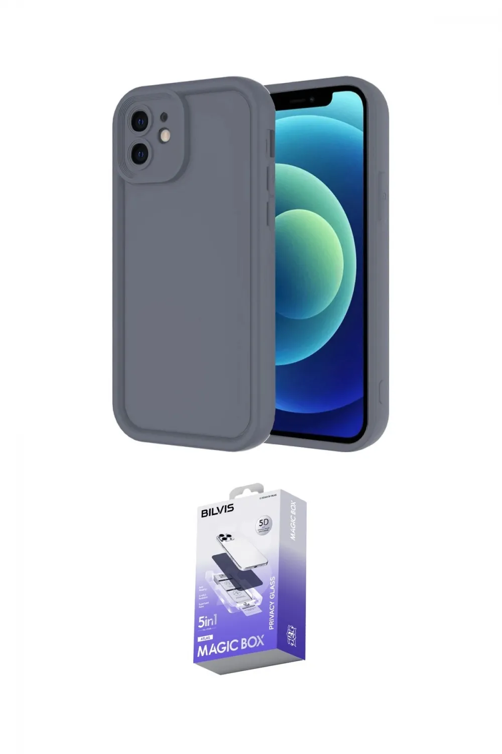 ieg™ iPhone 11 Kılıf Yankı Yansıma Özel Seri - Siyah Bilvis 5in1 5D Magic Hayalet Cam Ekran Koruyucu