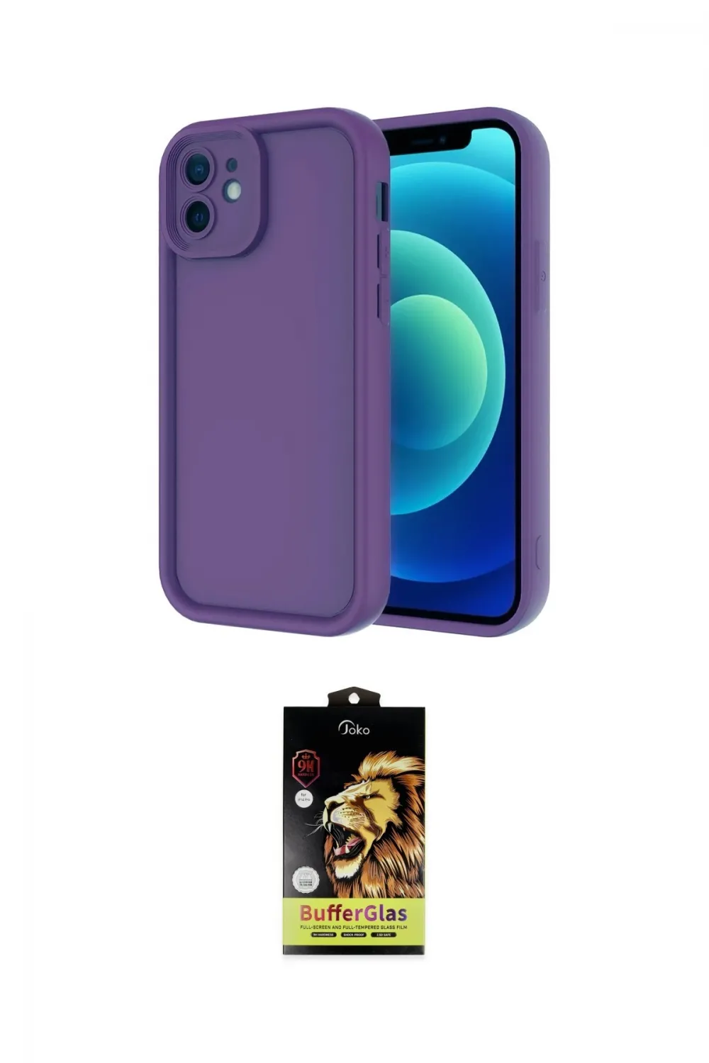 ieg™ iPhone 11 Kılıf Yankı Yansıma Özel Seri - Siyah Buffer Cam Ekran Koruyucu