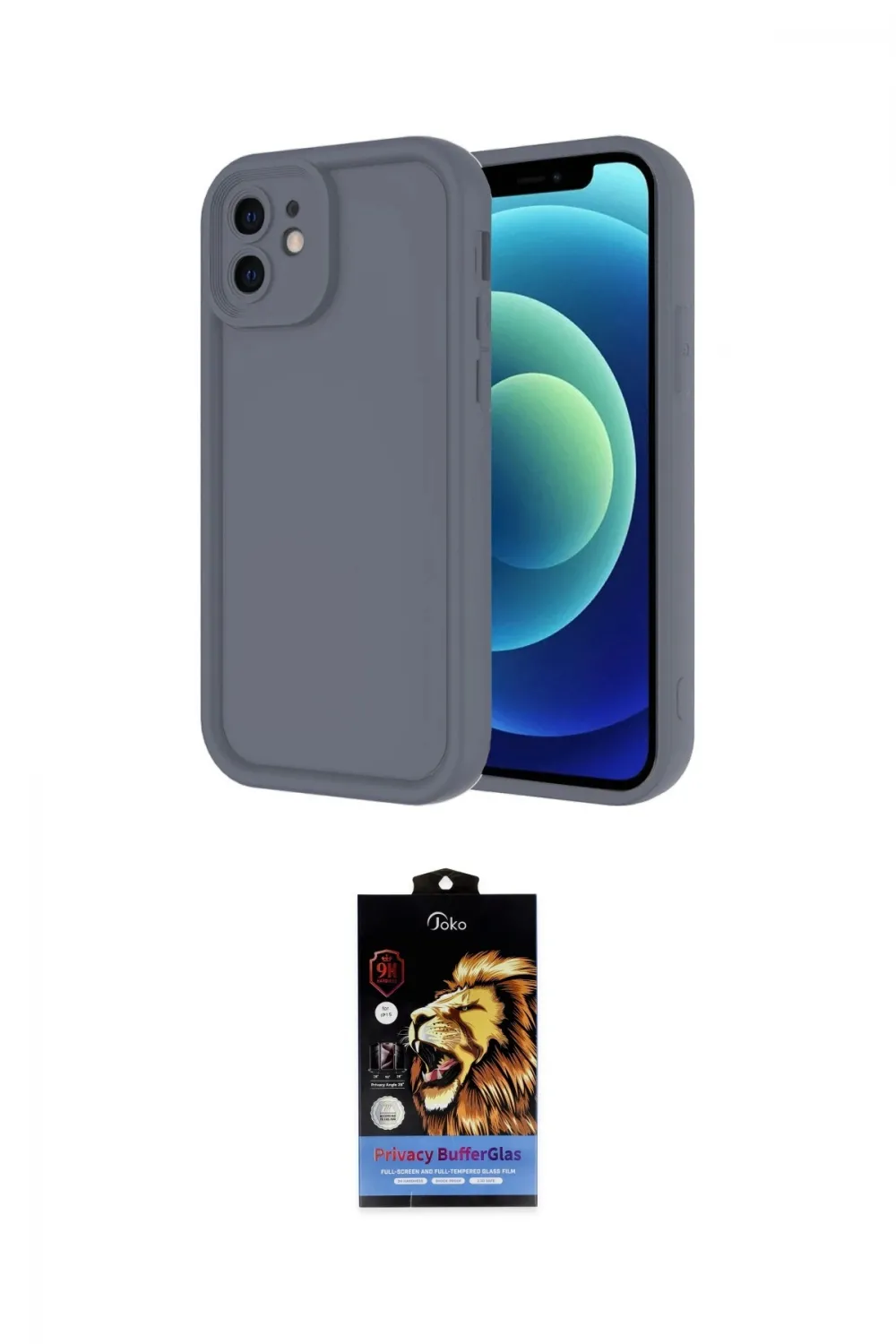 ieg™ iPhone 11 Kılıf Yankı Yansıma Özel Seri - Siyah Buffer Hayalet Cam Ekran Koruyucu