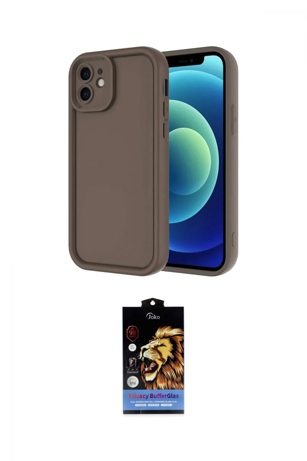 ieg™ iPhone 11 Kılıf Yankı Yansıma Özel Seri - Siyah Buffer Hayalet Cam Ekran Koruyucu