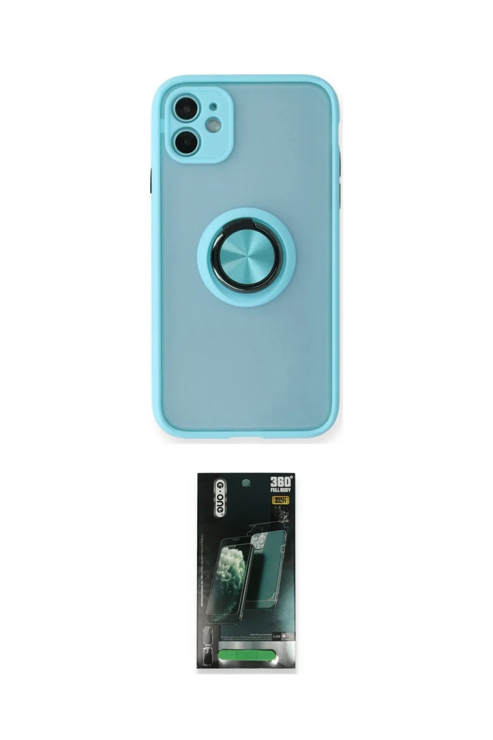 ieg™ iPhone 11 Kılıf Yörünge Çizgi - Şeffaf 360 Full Body Arka Koruyucu