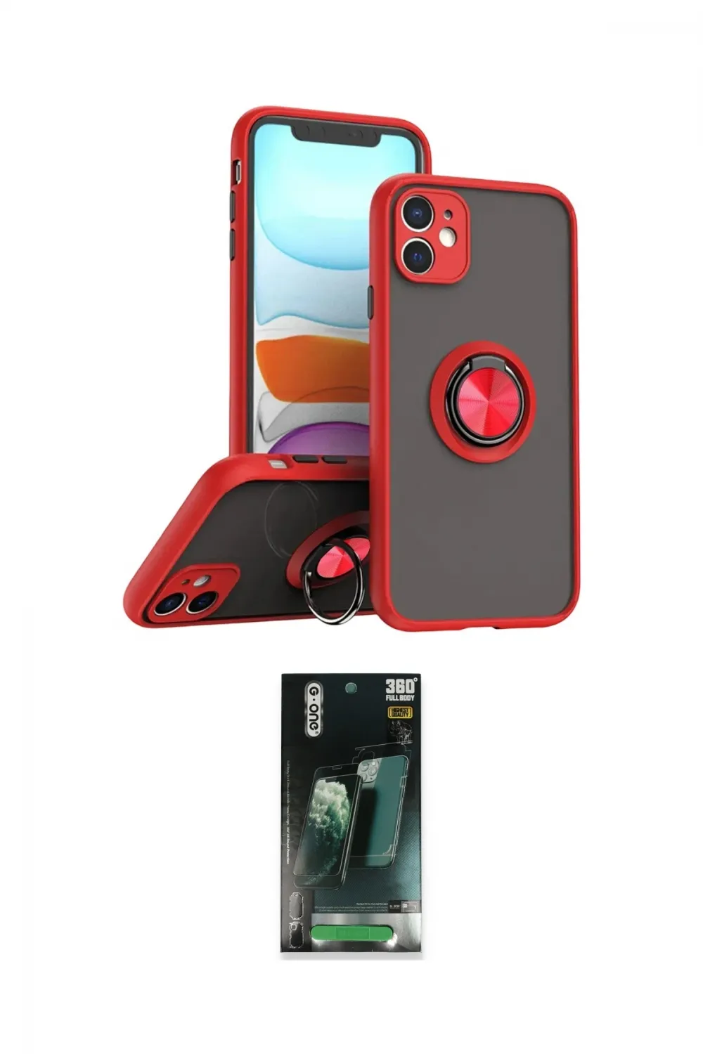 ieg™ iPhone 11 Kılıf Yörünge Çizgi - Şeffaf 360 Full Body Arka Koruyucu