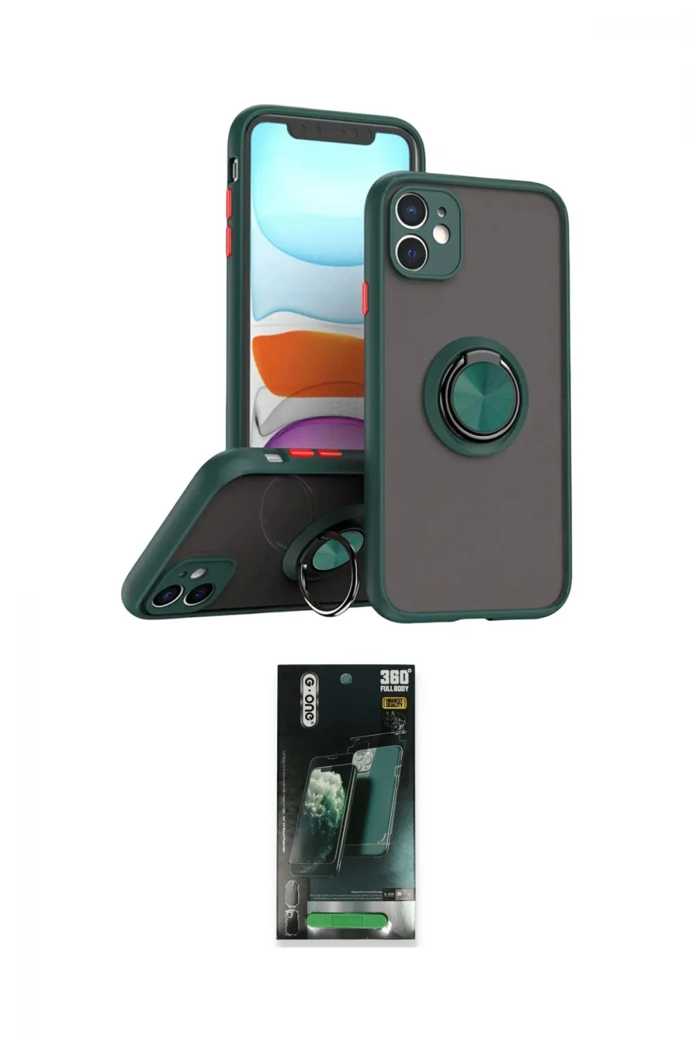 ieg™ iPhone 11 Kılıf Yörünge Çizgi - Şeffaf 360 Full Body Arka Koruyucu