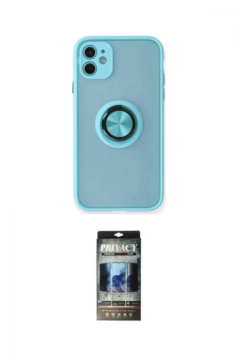 ieg™ iPhone 11 Kılıf Yörünge Çizgi - Siyah 34D Hayalet Izgaralı Cam