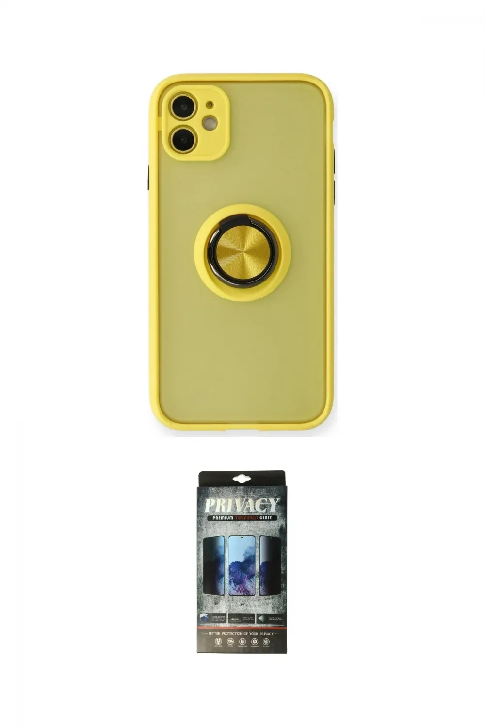 ieg™ iPhone 11 Kılıf Yörünge Çizgi - Siyah 34D Hayalet Izgaralı Cam