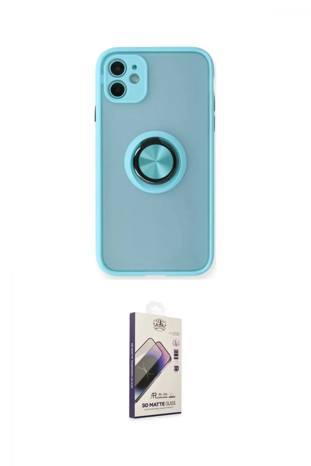 ieg™ iPhone 11 Kılıf Yörünge Çizgi - Siyah Bilvis 3D Mat Cam Ekran Koruyucu