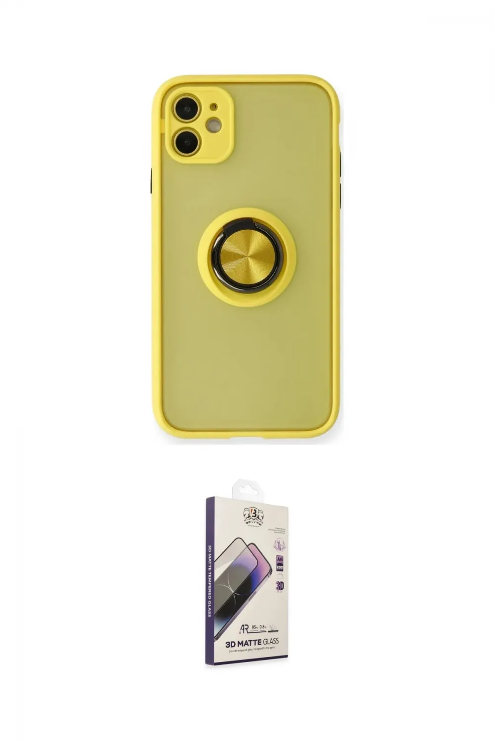 ieg™ iPhone 11 Kılıf Yörünge Çizgi - Siyah Bilvis 3D Mat Cam Ekran Koruyucu
