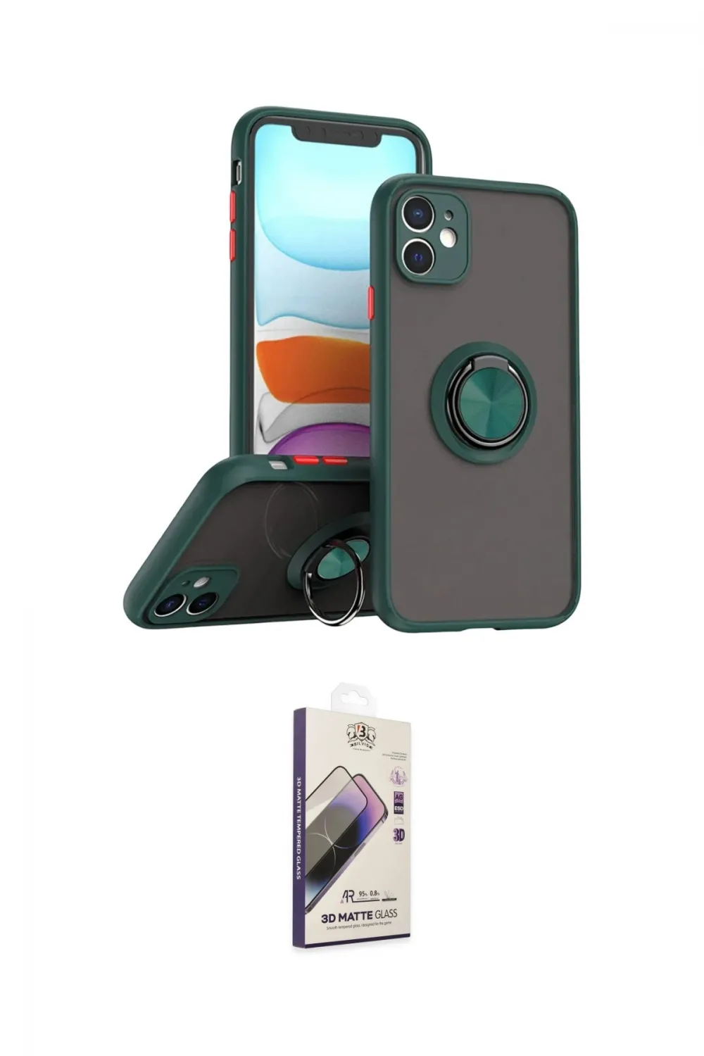 ieg™ iPhone 11 Kılıf Yörünge Çizgi - Siyah Bilvis 3D Mat Cam Ekran Koruyucu