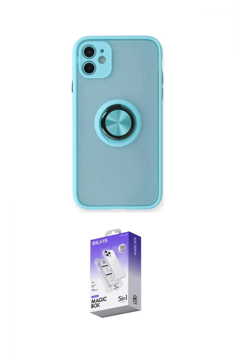 ieg™ iPhone 11 Kılıf Yörünge Çizgi - Siyah Bilvis 5in1 3D Magic Cam Ekran Koruyucu