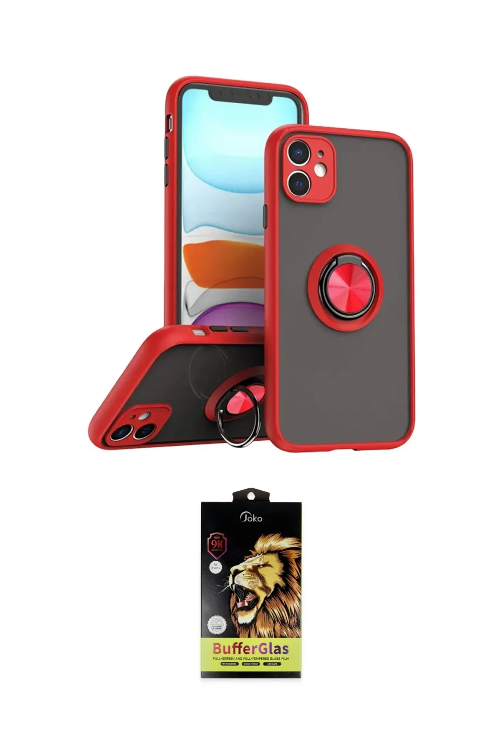ieg™ iPhone 11 Kılıf Yörünge Çizgi - Siyah Buffer Cam Ekran Koruyucu