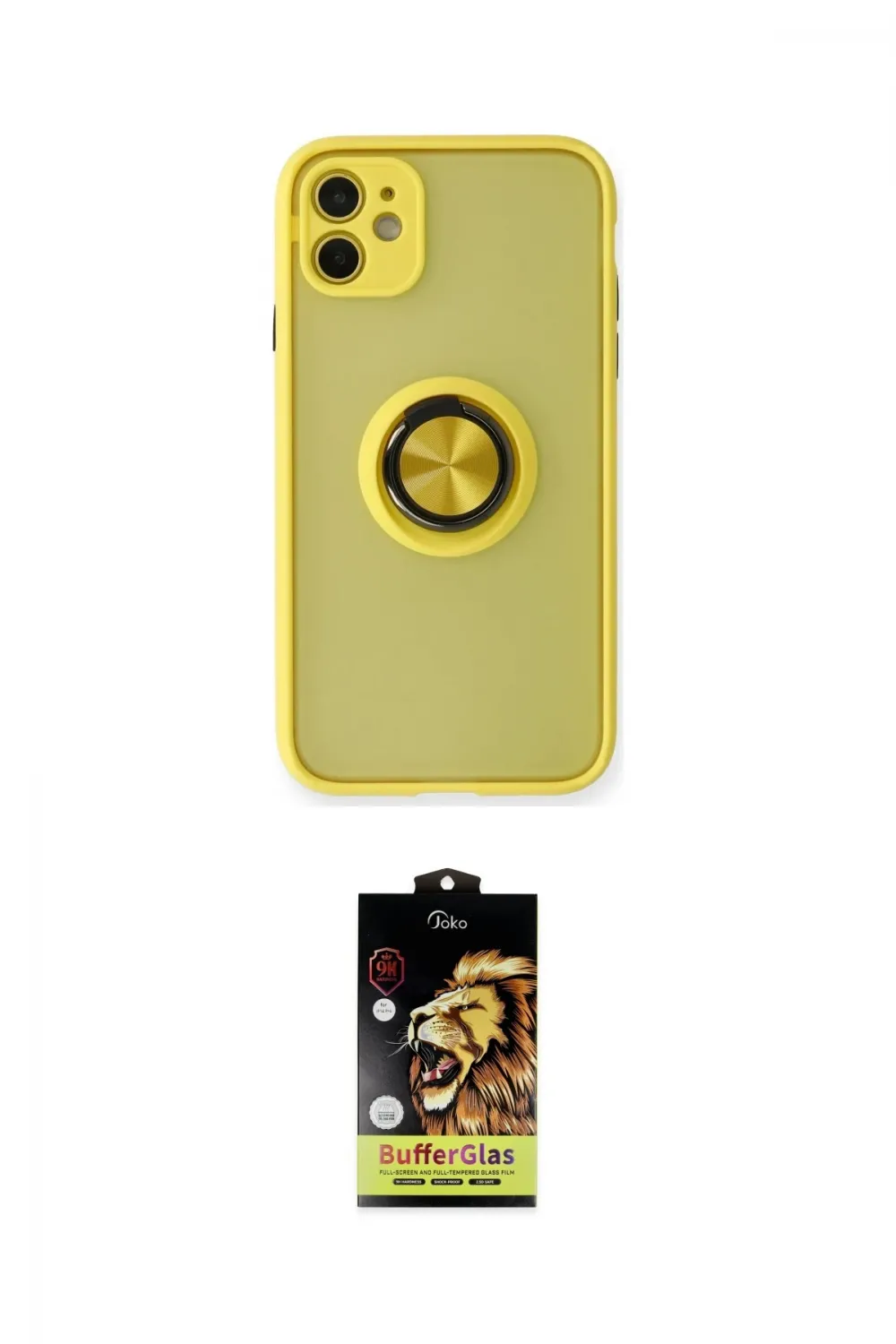 ieg™ iPhone 11 Kılıf Yörünge Çizgi - Siyah Buffer Cam Ekran Koruyucu