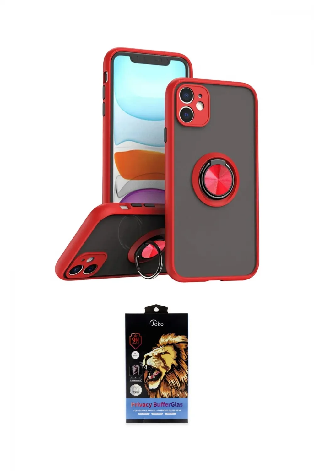ieg™ iPhone 11 Kılıf Yörünge Çizgi - Siyah Buffer Hayalet Cam Ekran Koruyucu