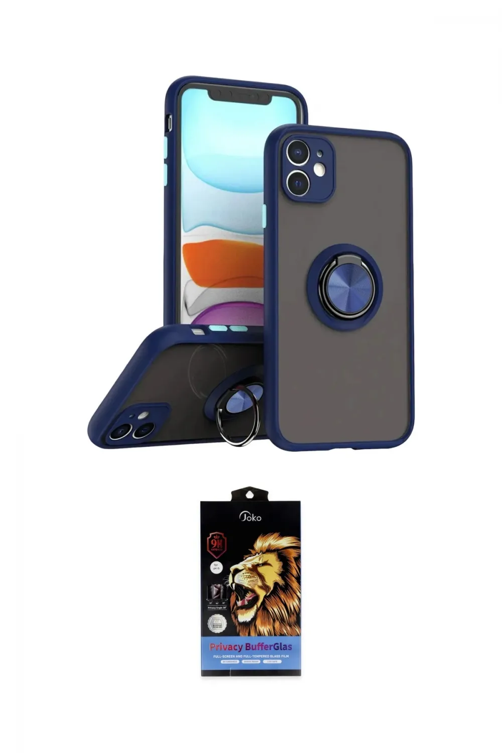 ieg™ iPhone 11 Kılıf Yörünge Çizgi - Siyah Buffer Hayalet Cam Ekran Koruyucu