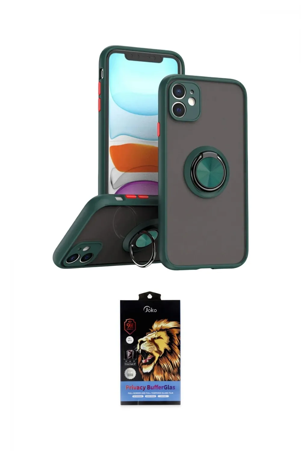 ieg™ iPhone 11 Kılıf Yörünge Çizgi - Siyah Buffer Hayalet Cam Ekran Koruyucu