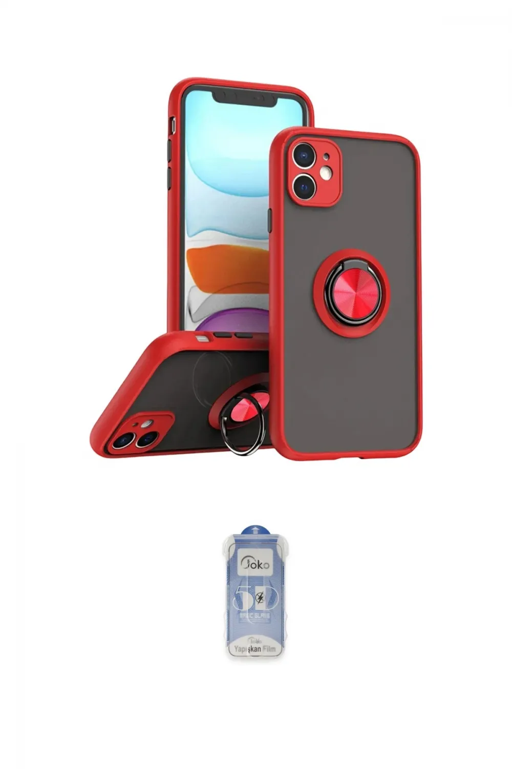 ieg™ iPhone 11 Kılıf Yörünge Çizgi - Siyah Joko Magic 5D Cam