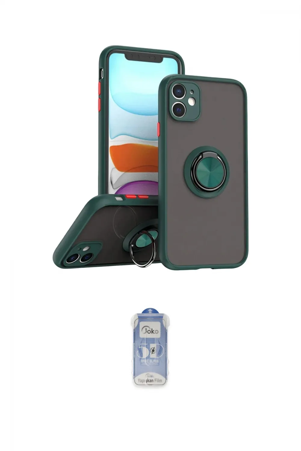 ieg™ iPhone 11 Kılıf Yörünge Çizgi - Siyah Joko Magic 5D Cam