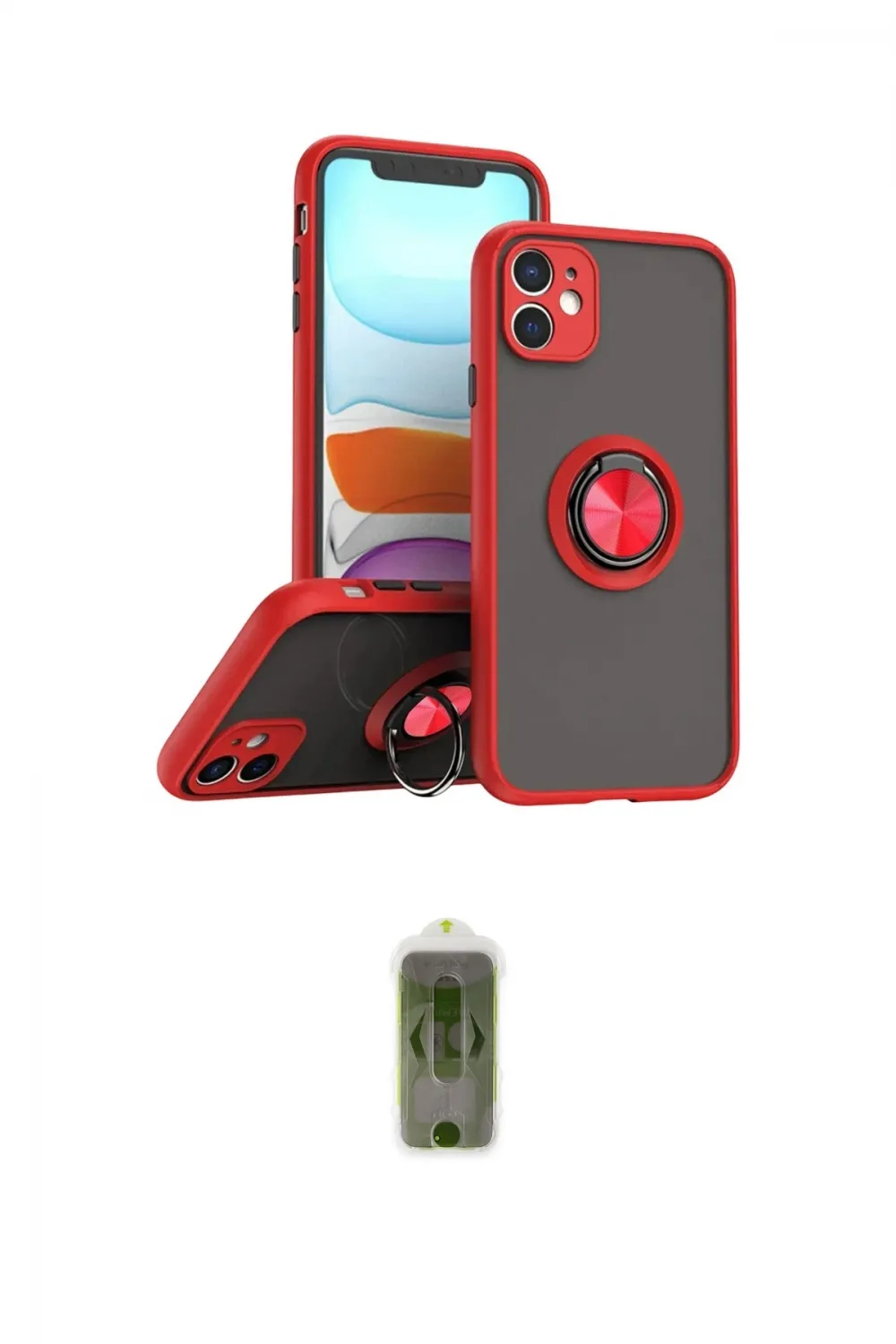 ieg™ iPhone 11 Kılıf Yörünge Çizgi - Siyah Joko Magic 5D Hayalet Cam