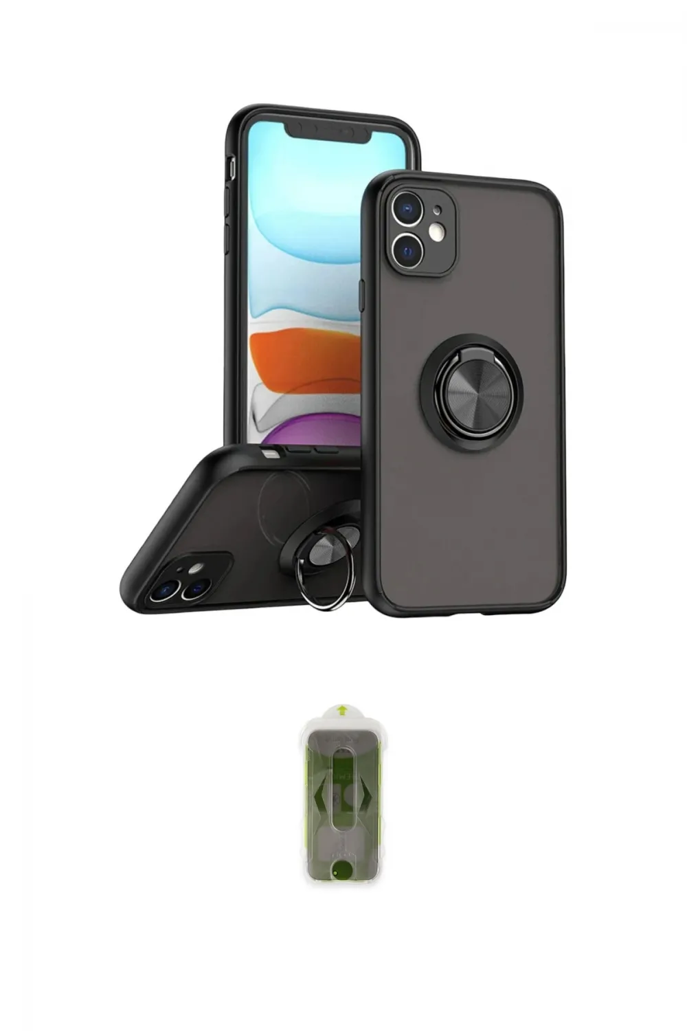 ieg™ iPhone 11 Kılıf Yörünge Çizgi - Siyah Joko Magic 5D Hayalet Cam