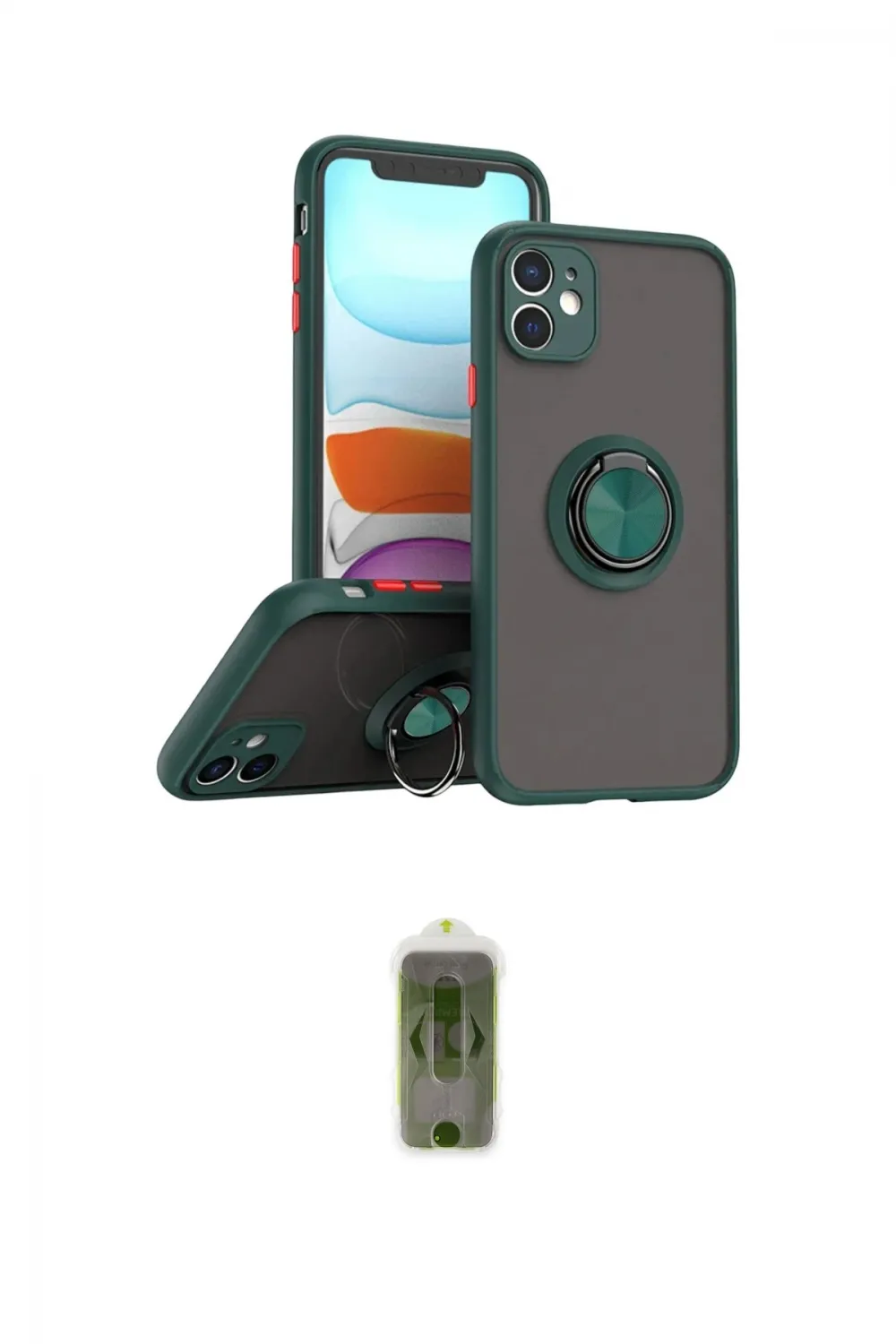 ieg™ iPhone 11 Kılıf Yörünge Çizgi - Siyah Joko Magic 5D Hayalet Cam