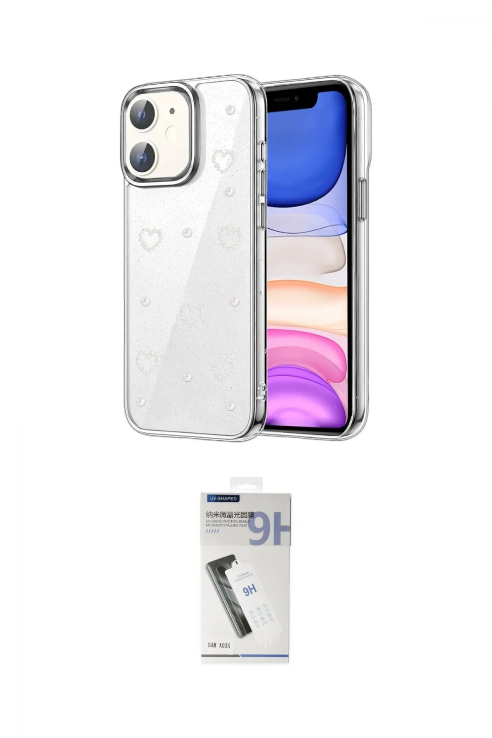 ieg™ iPhone 11 Kılıf Yörünge Form - Şeffaf Uv Polymer Nano Ekran Koruyucu