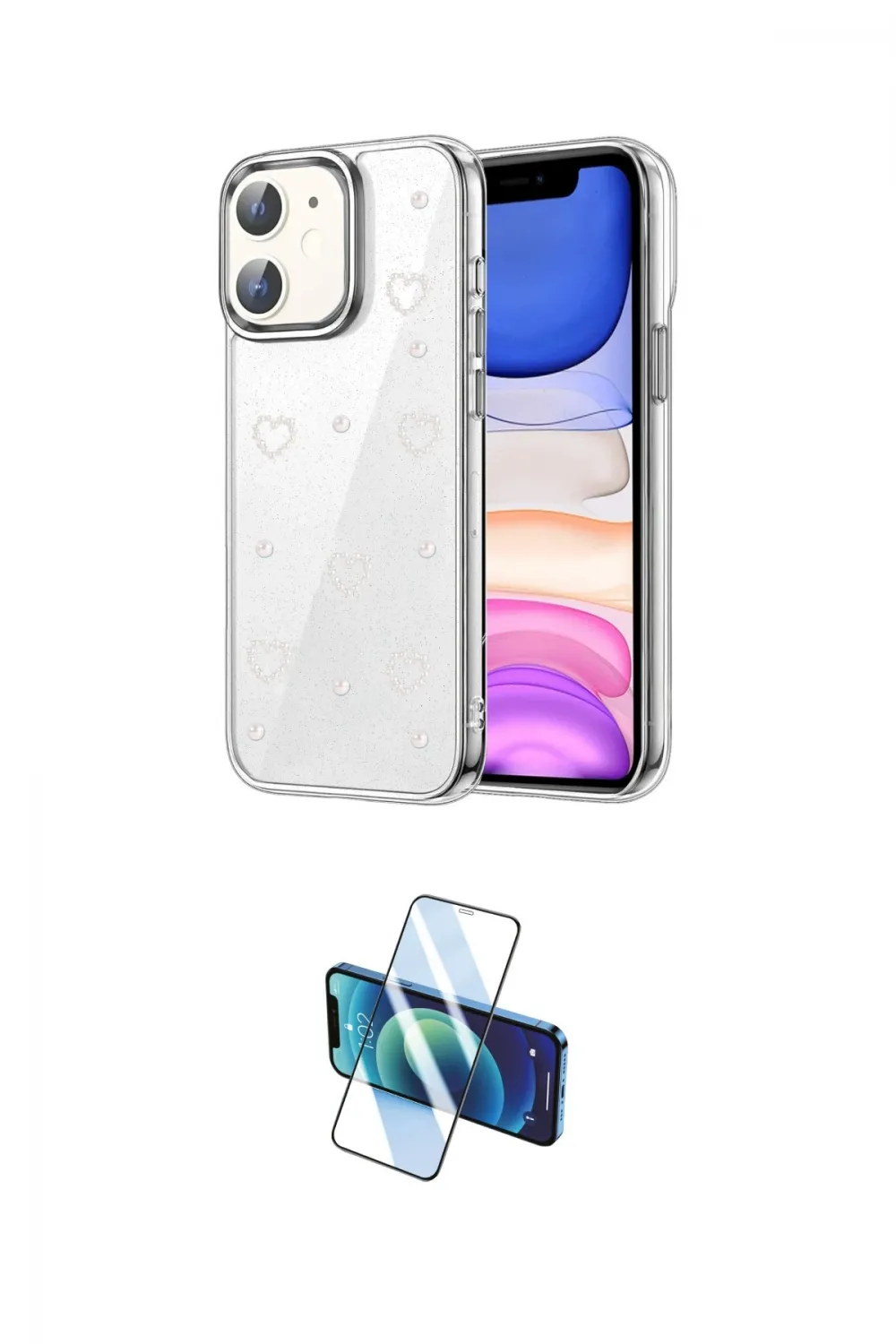 ieg™ iPhone 11 Kılıf Yörünge Form - Siyah 3D Antistatik Cam Ekran Koruyucu