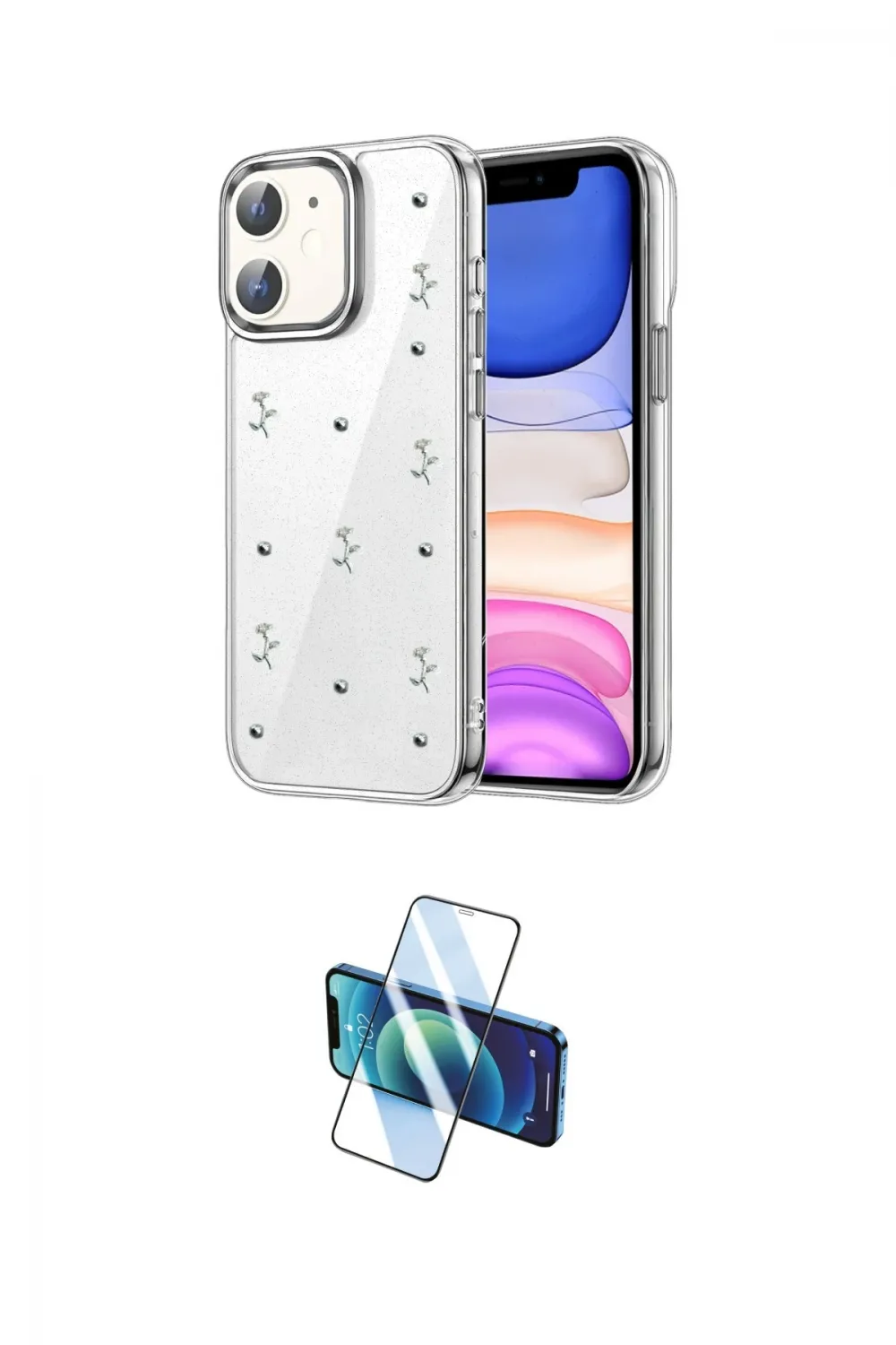 ieg™ iPhone 11 Kılıf Yörünge Form - Siyah 3D Antistatik Cam Ekran Koruyucu