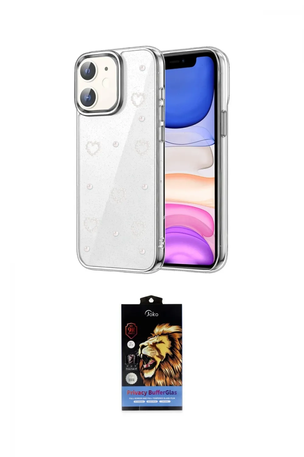 ieg™ iPhone 11 Kılıf Yörünge Form - Siyah Buffer Hayalet Cam Ekran Koruyucu