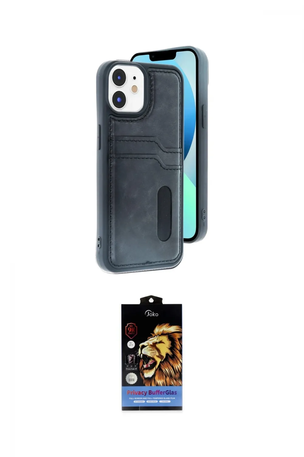 ieg™ iPhone 11 Kılıf Yörünge Işık Serisi - Siyah Buffer Hayalet Cam Ekran Koruyucu