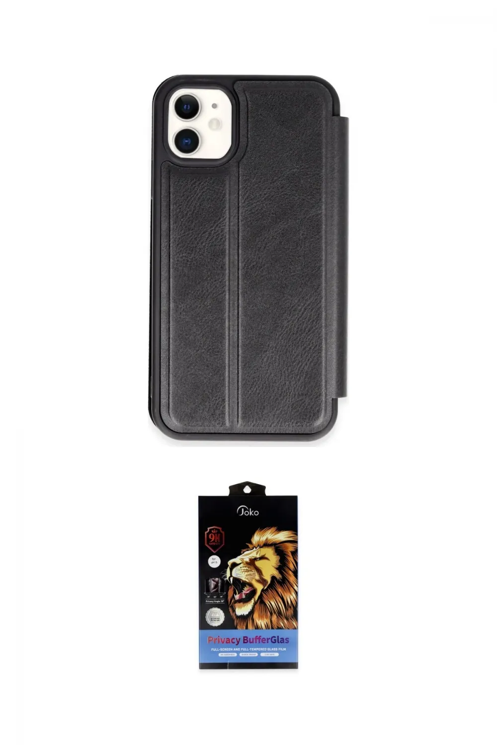 ieg™ iPhone 11 Kılıf Zirve Yansıma Serisi - Siyah Buffer Hayalet Cam Ekran Koruyucu