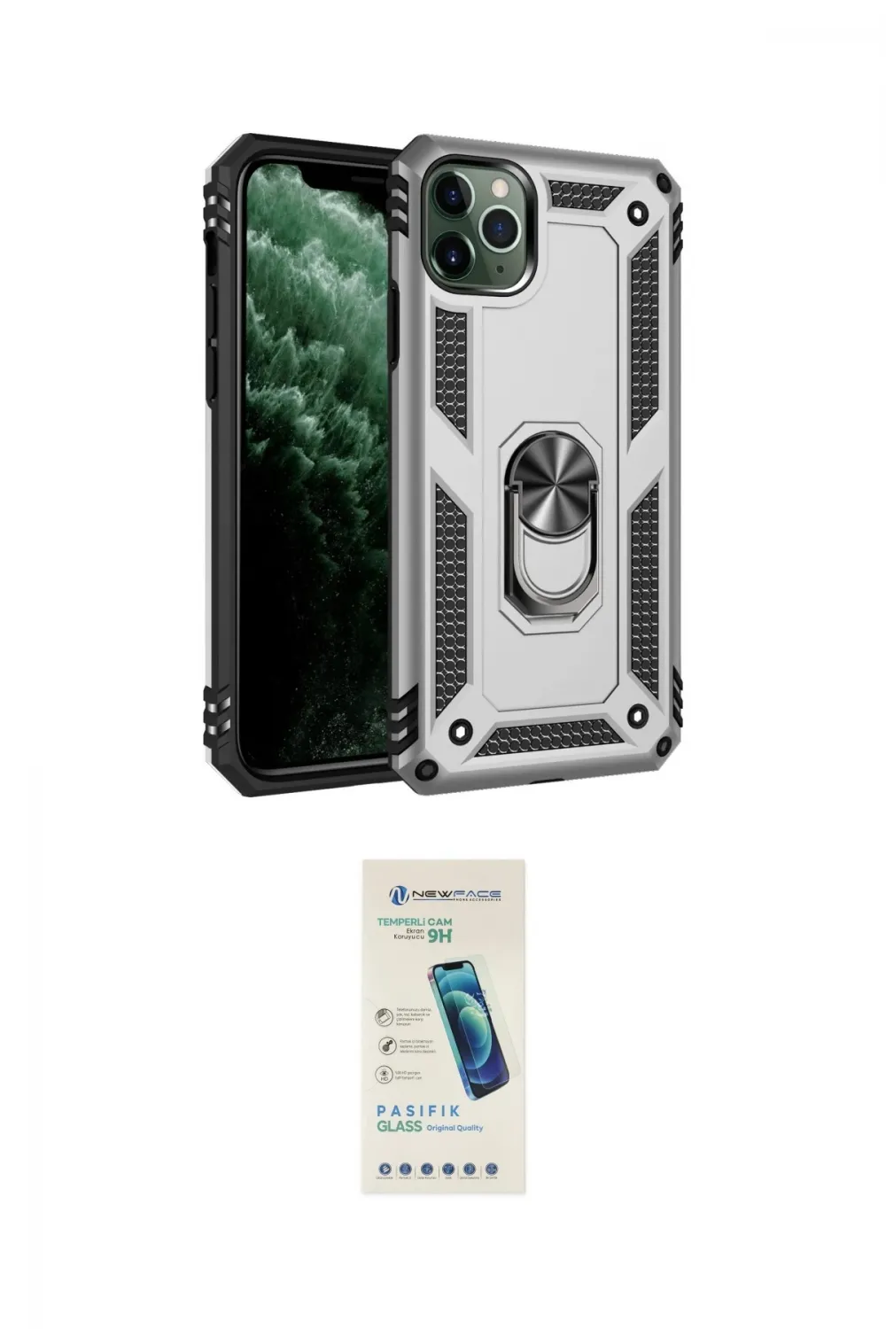 ieg™ iPhone 11 Pro Kılıf Ahenk Klasik Koleksiyonu - Şeffaf Pasifik Cam Ekran Koruyucu
