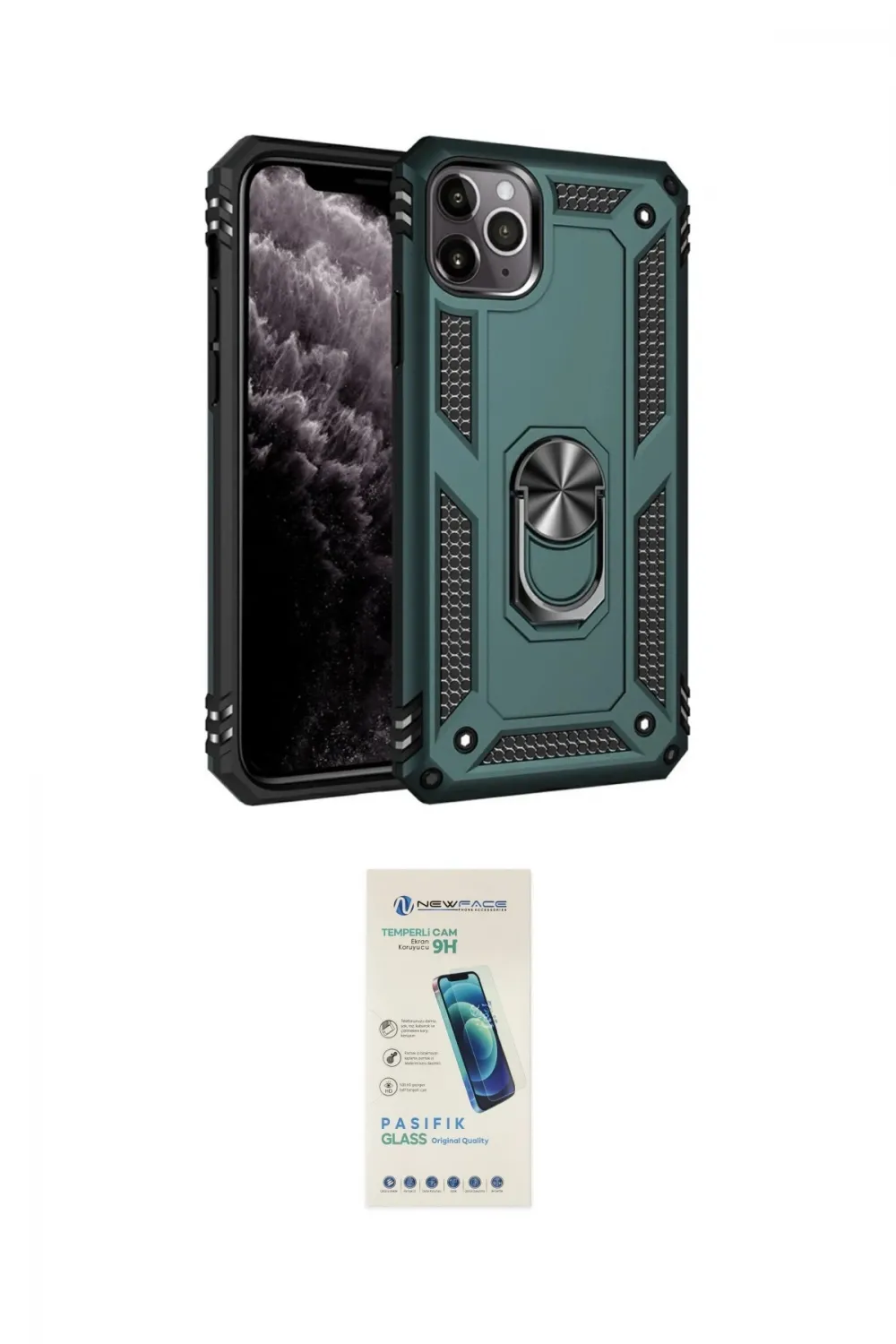 ieg™ iPhone 11 Pro Kılıf Ahenk Klasik Koleksiyonu - Şeffaf Pasifik Cam Ekran Koruyucu