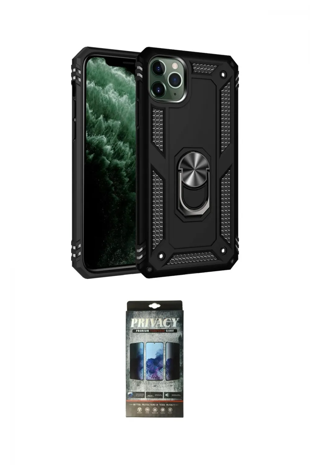 ieg™ iPhone 11 Pro Kılıf Ahenk Klasik Koleksiyonu - Siyah 34D Hayalet Izgaralı Cam
