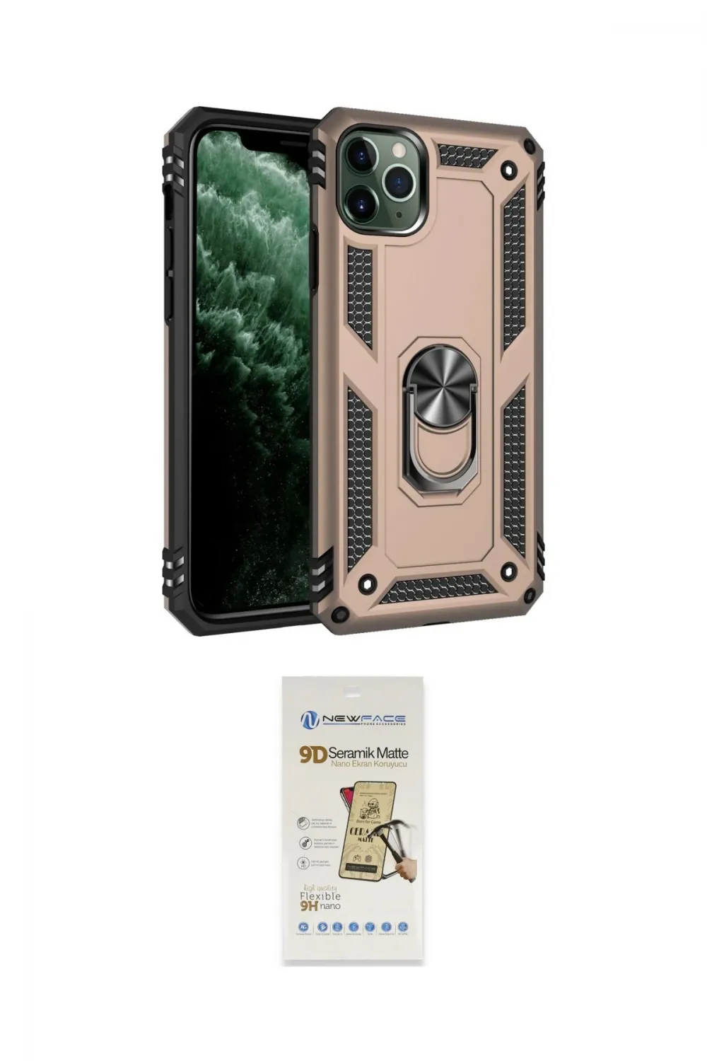 ieg™ iPhone 11 Pro Kılıf Ahenk Klasik Koleksiyonu - Siyah Mat Seramik Nano Ekran Koruyucu