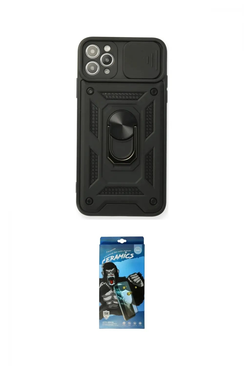 ieg™ iPhone 11 Pro Kılıf Ahenk Klasik - Siyah 34D Izgaralı Cam