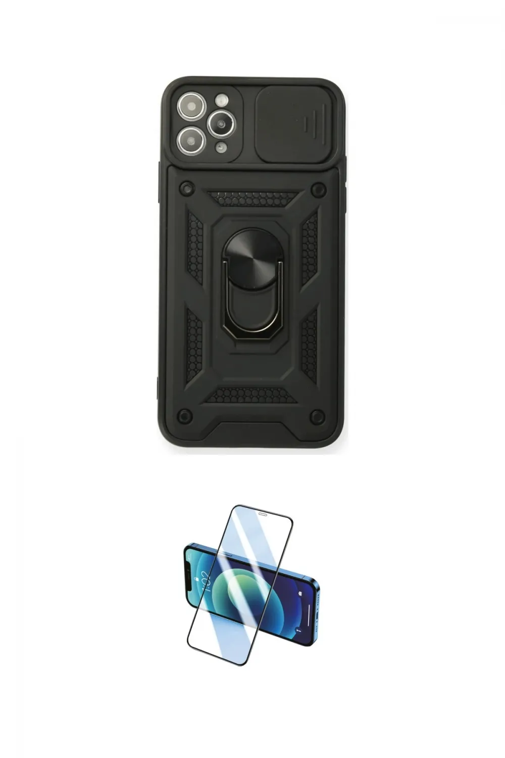 ieg™ iPhone 11 Pro Kılıf Ahenk Klasik - Siyah 3D Antistatik Cam Ekran Koruyucu