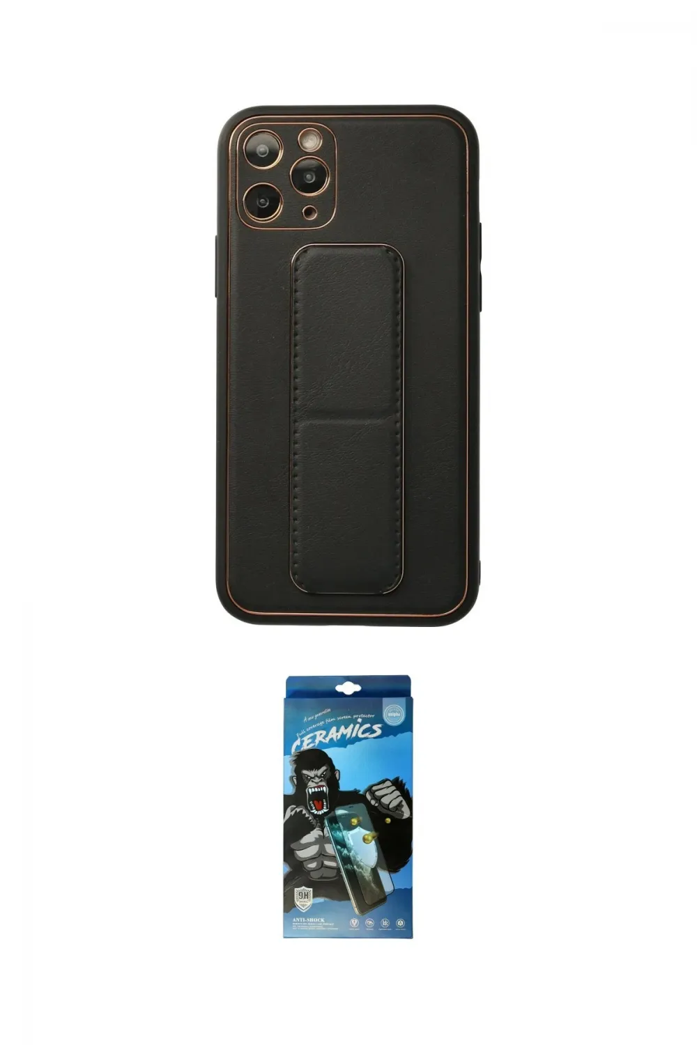 ieg™ iPhone 11 Pro Kılıf Akış Doku - Siyah 34D Izgaralı Cam
