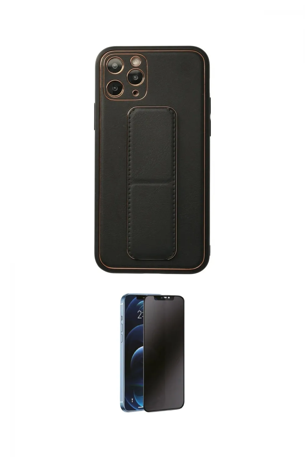 ieg™ iPhone 11 Pro Kılıf Akış Doku - Siyah 3D Antistatik Hayalet Cam Ekran Koruyucu